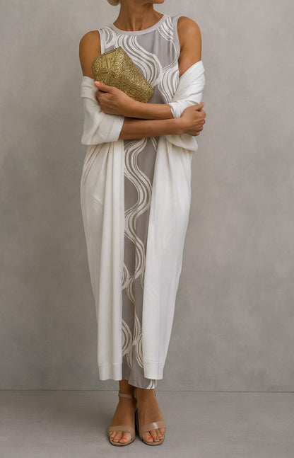 LETICIA | Vestido Satinado con Estola Elegante ✨