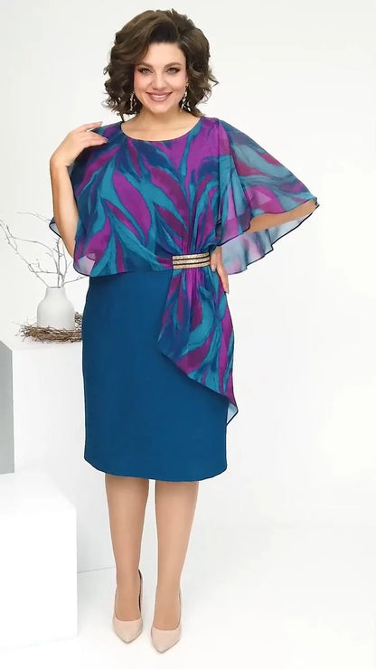 Mariana™ | Vestido Elegante con Capa Estampada