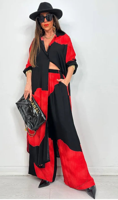 Camila™ | Conjunto Elegante con Camisa Larga y Pantalón Ancho