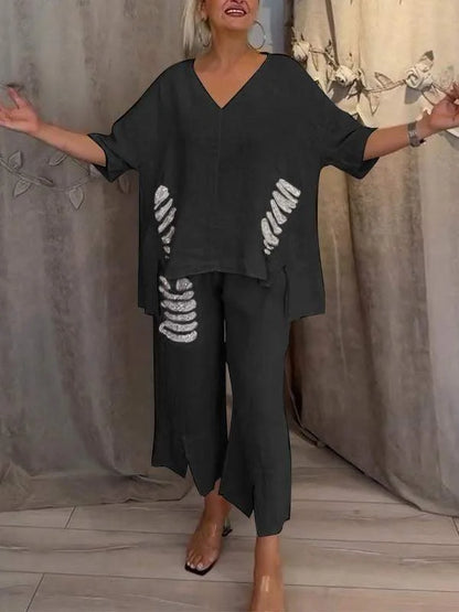 Lucía™ | Conjunto de Verano con Escote en V y Lentejuelas