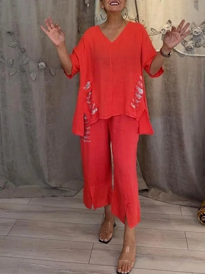 Lucía™ | Conjunto de Verano con Escote en V y Lentejuelas