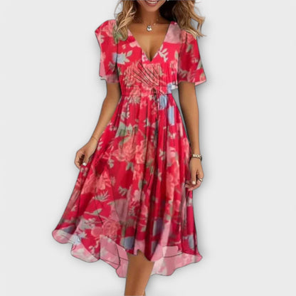 Anegret™ | Vestido Midi Floral con Escote en V Elegante